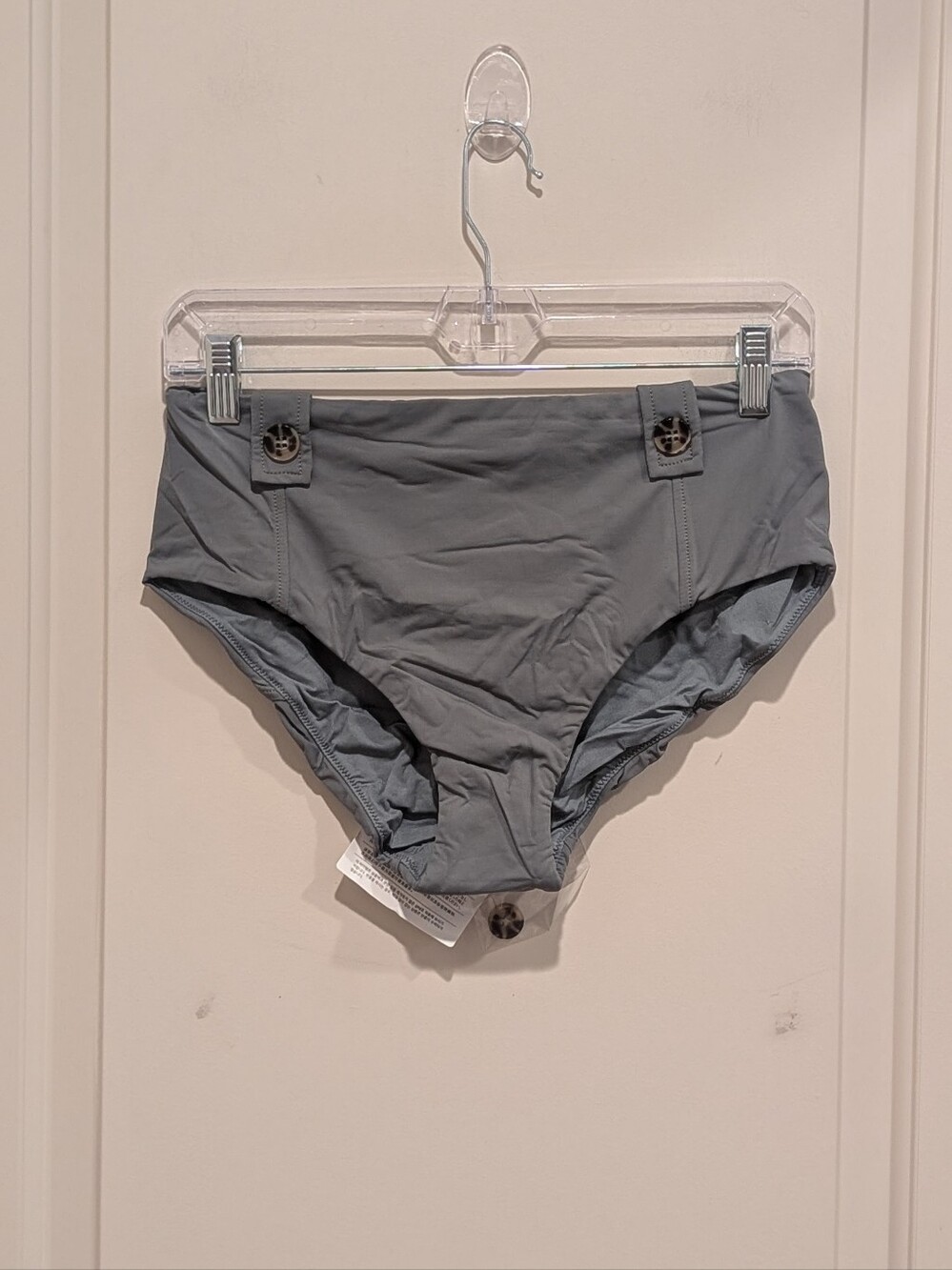 Seafolly Sage Green High-Rise Bikini Bottoms with Button Tabs Size 12